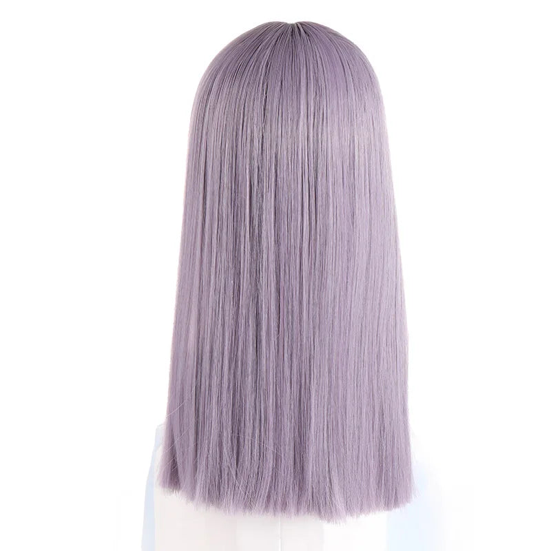 VICWIG Synthetic High Temperature Fiber Long Straight Wigs for Women Purple Gray Green Cosplay With Bangs