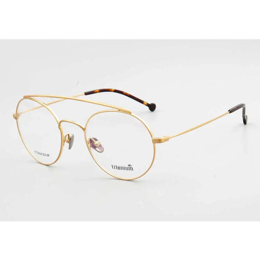YOUTOP Men's Women's Pure Titanium Round Double Bridge Full-rim Optical Eyeglasses Frames 9145