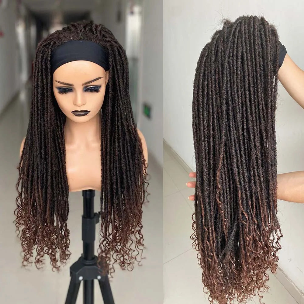 26 Inch Long Ombre Headband Dreadlock Wig Synthetic Hair Crochet Braid Wig Heat Resistant Wigs For Black Women Men In Daily