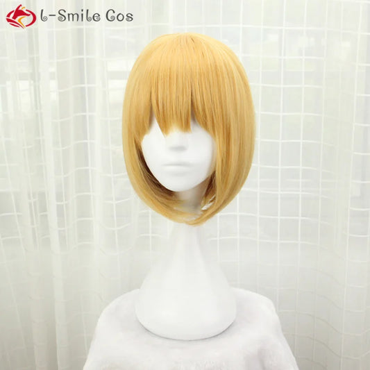 Wigs M Mihael Keehl Short Yellow Heat Resistant Hair Pelucas Cosplay Costume Wigs + Wig Cap