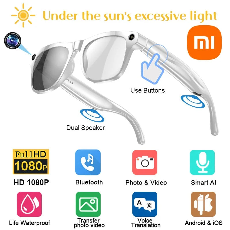 Xiaomi 6K HD AI Smart Glasses GPT 200W Pixel Camera Bluetooth Call 260Mah Battery Voice Assistant Control Colour Change Glasses