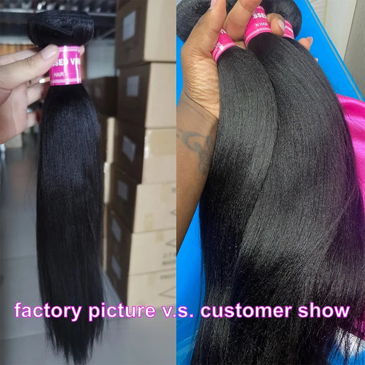 Yaki Straight Human Hair Bundles 100g Per Bundle 100% Human Hair Extensions Sew In Weaves 8-26 Inch Natutral Color 1/3/4 Bundles