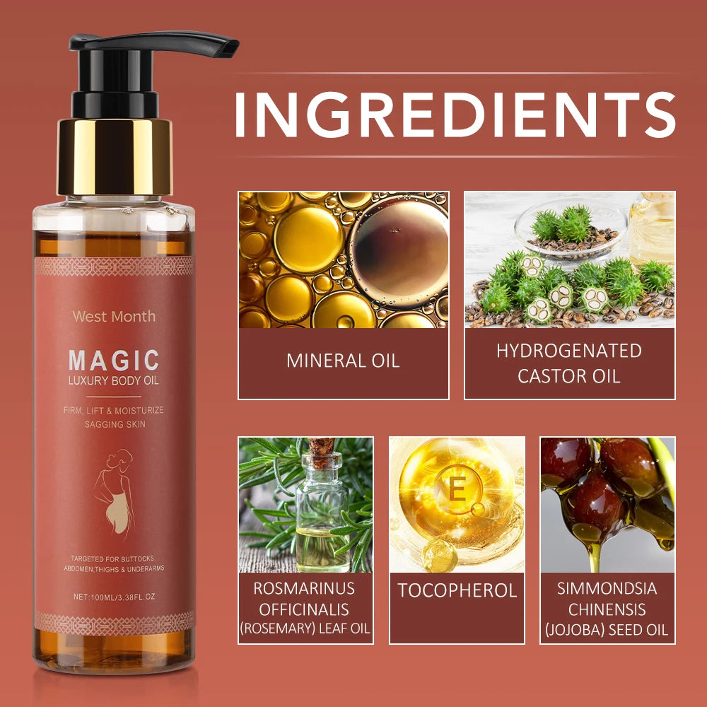 Women's Magic Body Firming Oil for Abdomen And Thighs - Deep Hydration Fast-Absorbing Full Body Dry Skin Firming Solution