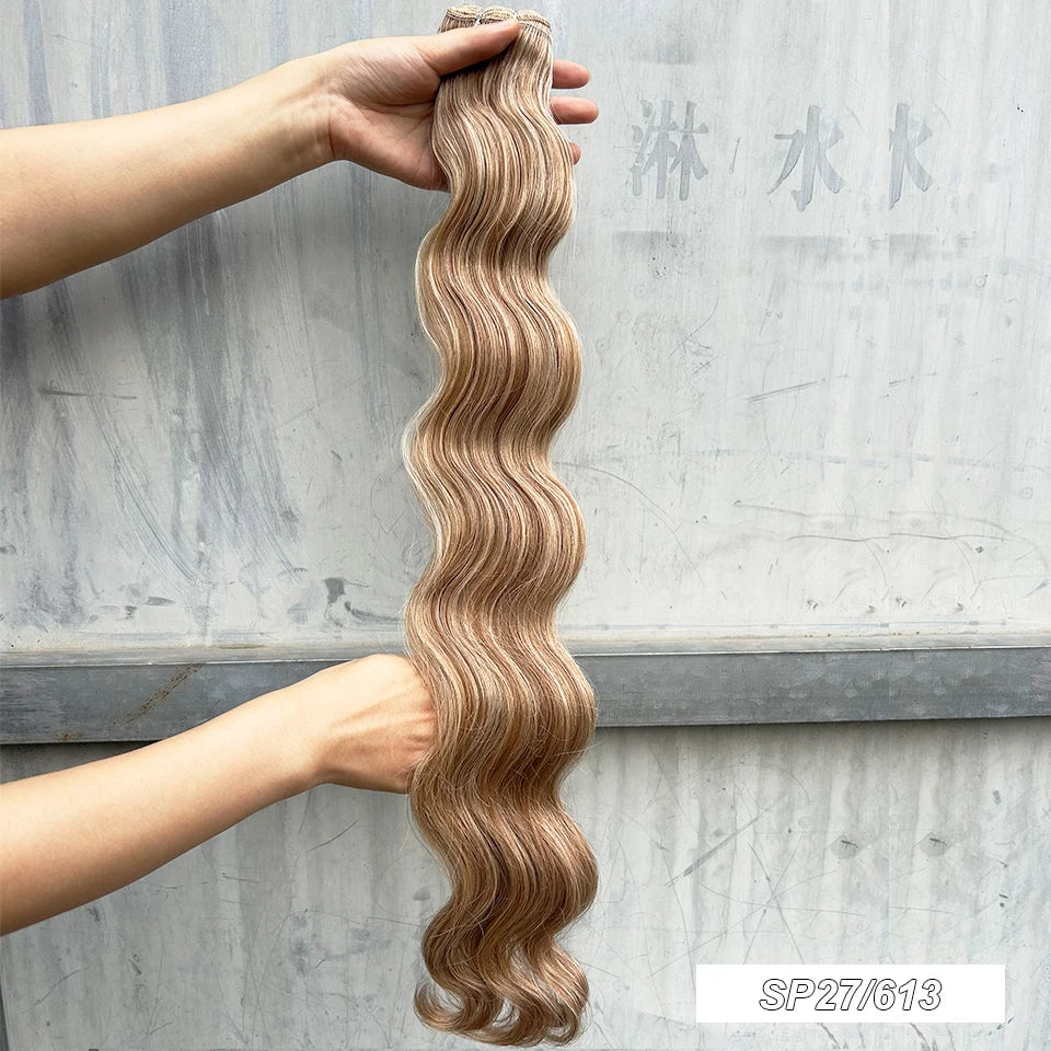 200g Body Wave Hair Weave Bundles Ombre Blond 613 Sliver White 60# 30Inches High Synthetic Heat Resistant Fiber Hair Extensions