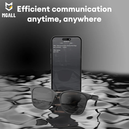 MGALL MG-C8 AI HD Smart Glasses V5.4 Bluetooth Call Voice Assistant 98% Accuracy Translate Recording Videos Glasses Waterproof