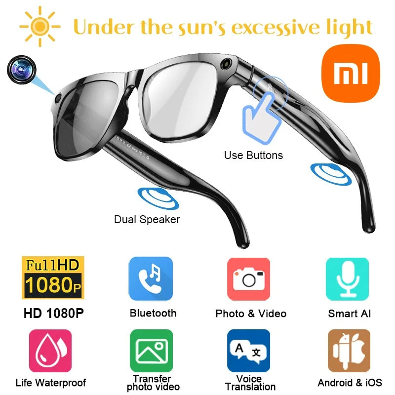 Xiaomi 6K HD AI Smart Glasses GPT 200W Pixel Camera Bluetooth Call 260Mah Battery Voice Assistant Control Colour Change Glasses