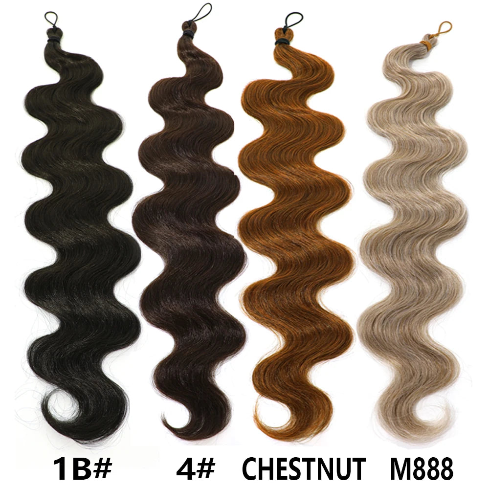 28Inches Body Wave Crochet Braids Hair Ombre White Blond 12/16/613 Synthetic Hair Bundles Wavy Braiding Natural Hair Extensions