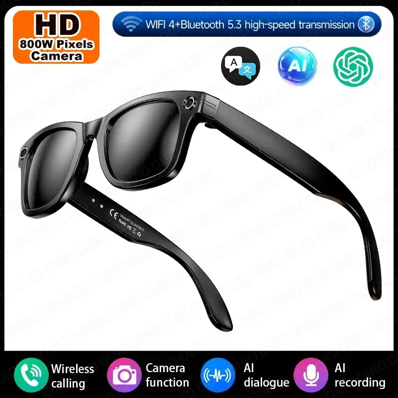 HD 800W Camera Smart Glasses AI Photo Recognition Answer Translation WIFI Image Transmission Color-Changing Lens Smart Glasses