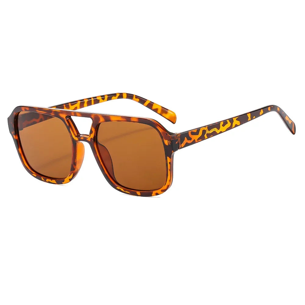 Vintage Double Bridge Yellow Sunglasses Women Oversized Square Frame Luxury Shades Sun Glasses Female Pilot Eyewear