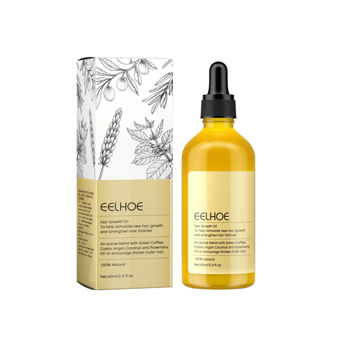 EELHOE Natural Rosemary Hair Growth Essential Oil Smooth Hair Strengthening Repair Hair Loss Prevention Rosemary Essential Oil