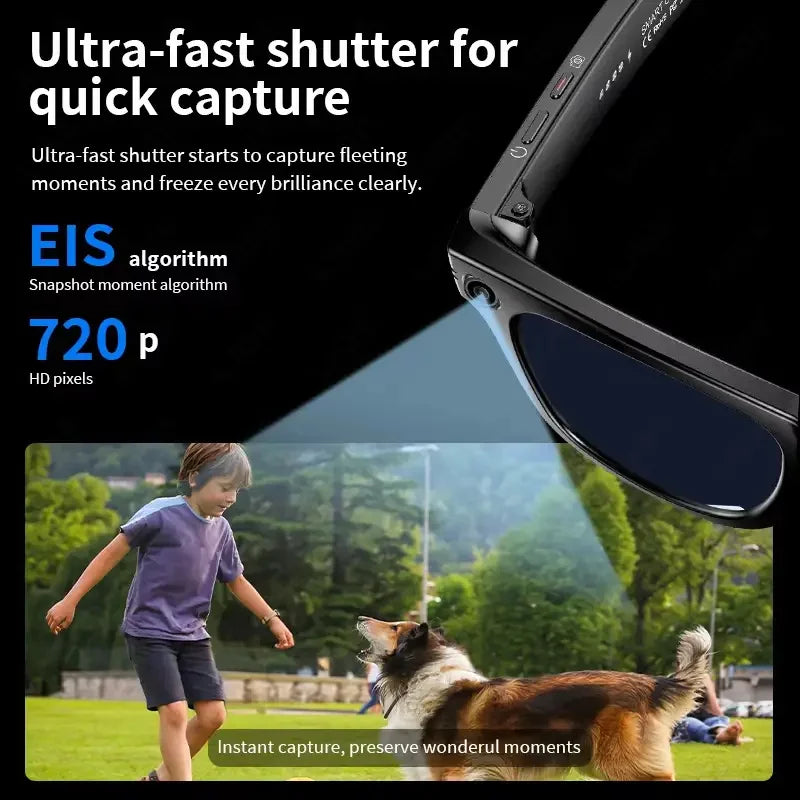 Outdoor 800W Pixel Photography Smart Glasses Men AI Translation Video Recording Voice Assistant Waterproof Fashion Glasses Women