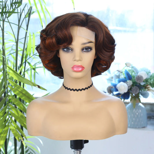 Wignee Body Wave Short Wig Brown Color Synthetic Hair Wigs For Women Side Part Wigs On Sale Clearance Cosplay Wig Daily Use