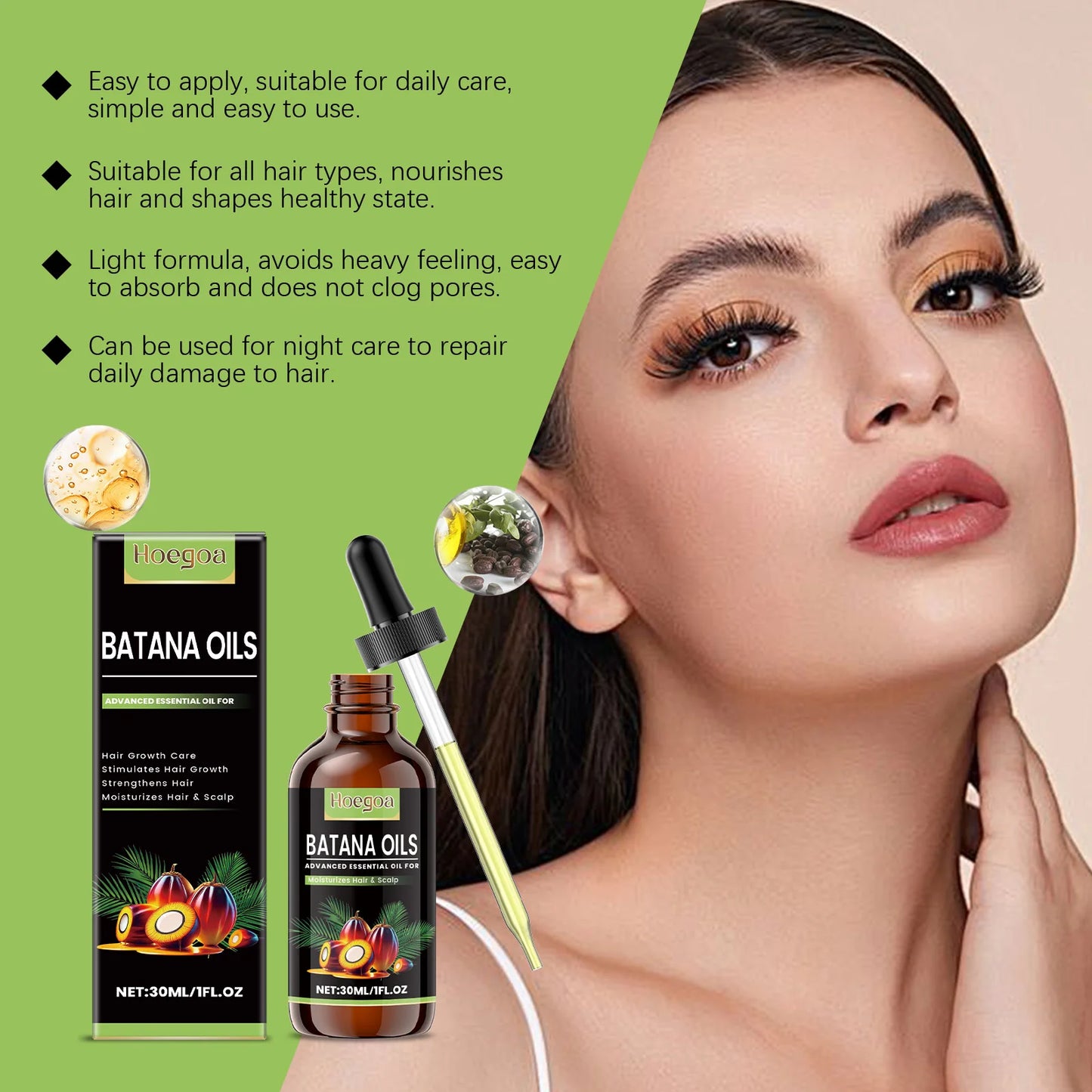 Batana Oil For Hair Growth Eyelashes Enhancer Anti Hair Loss Strengthen Thicker Nourishing Scalp Eyebrow Eyelash Regrowth Care