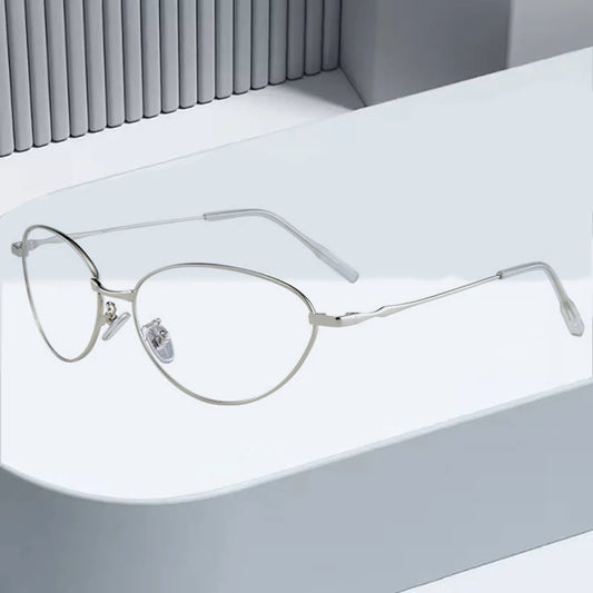 New Fashion Glasses Frame Men Women Ultralight Ellipse Metal Frame Anti Blue Light Transparent Lens Optical Eyeglasses