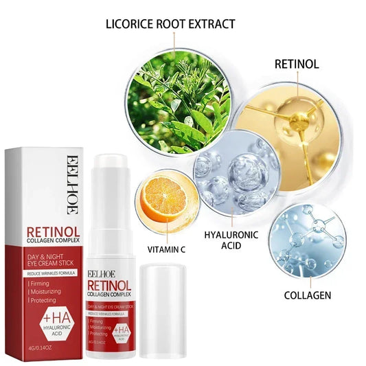 Retinol Eye Cream Collagen Multibalm Stick Reduce Wrinkles Eye Bag Hyaluronic Acid Anti Dark Circle Puffiness Eye Care Products