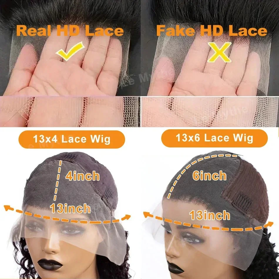 100% Human Hair 13x6 HD Deep Wave Lace Frontal Wigs 13x4 Water Curly 5x5 Glueless Lace Front Wig 30 40 Inch Kinky Closure WearGo