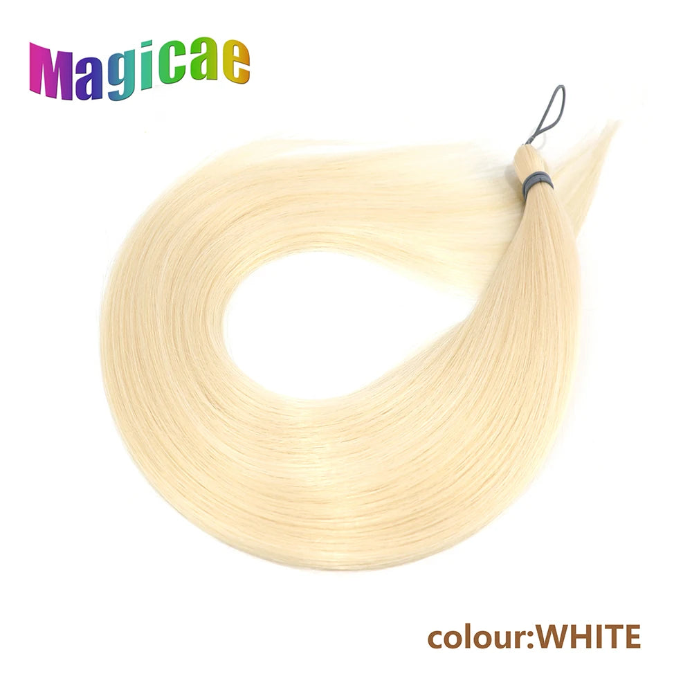 Magicae 28Inch Straight Hair Bundles 3Pcs Crochet Braids Synthetic Ariel Straight Fake hair Ombre Blonde Crochet Hair Extensions