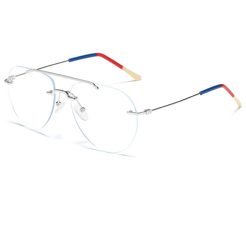 YIMARUILI Fashion Ultralight Pilot Men's Rimless Glasses Retro Trend Big Size Optical Prescription Eyeglasses Frame Women 1870