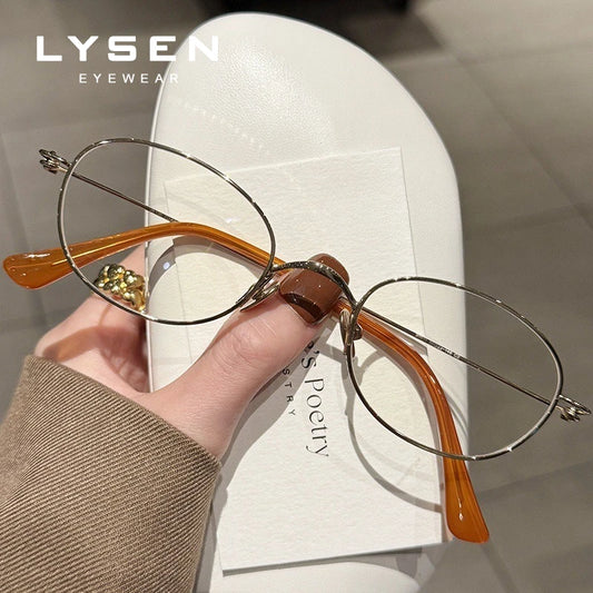 LYSEN Vintage Pure Titanium Oval Frame Myopia Prescription Glasses Blue Light Blocking Reading Glasses Customizable Progressive