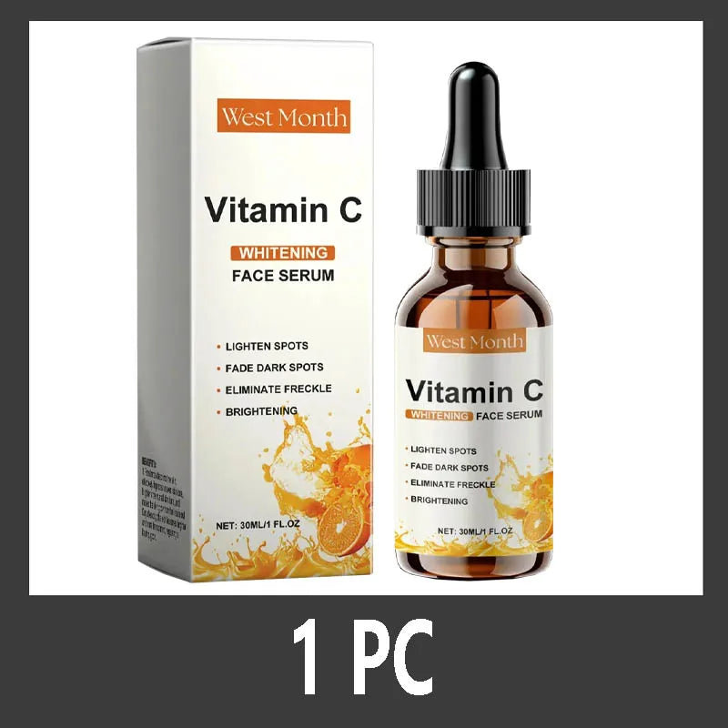 Vitamin C Whitening Serum Remove Freckles Dark Spots Face Essence Fade Melasma Melanin Brighten Repair Dull Skin Care Cosmetics
