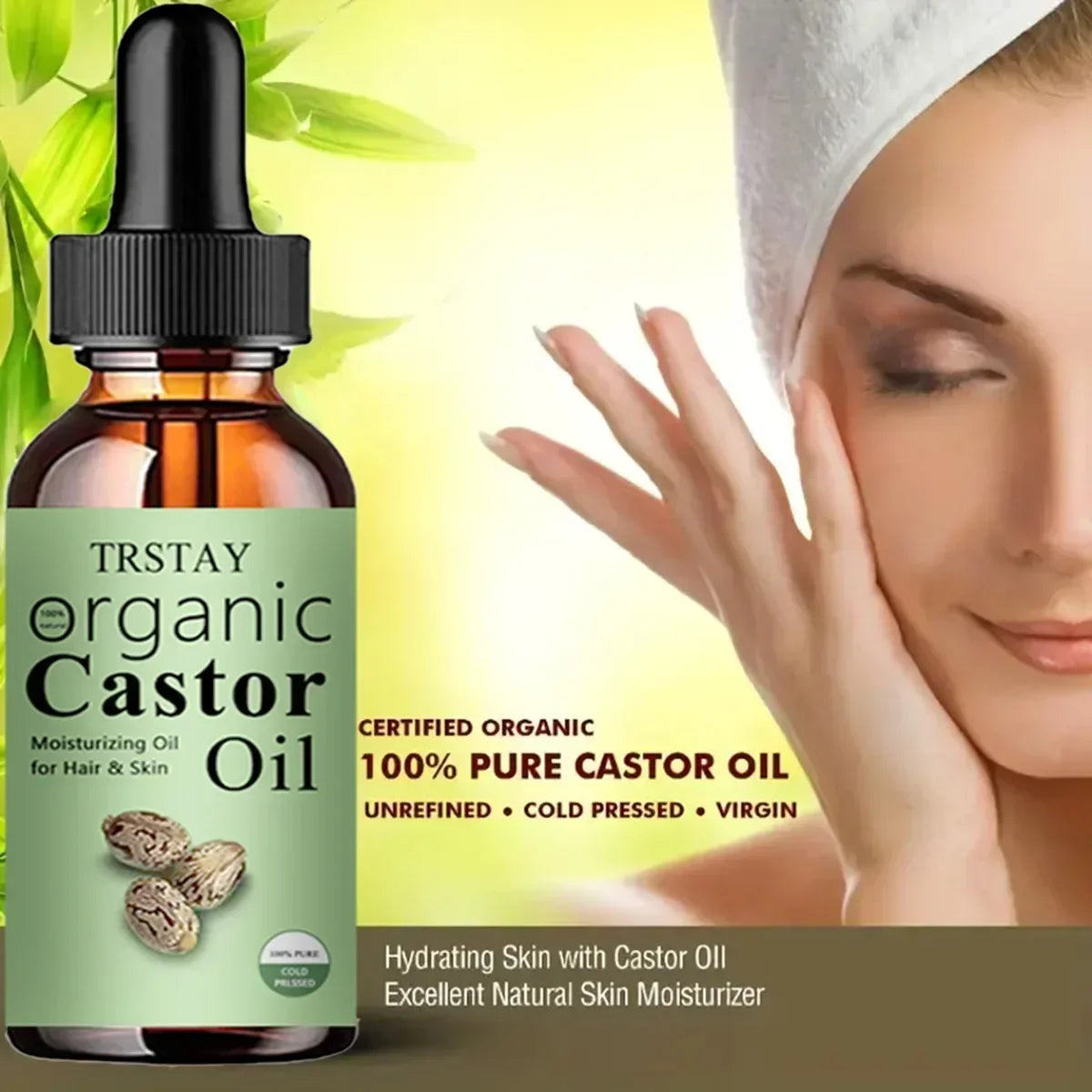 TRSTAY 100% PURE CASTOR OIL Hydrating Skin with Castor 0il Excellent Natural Skin Moisturizer
