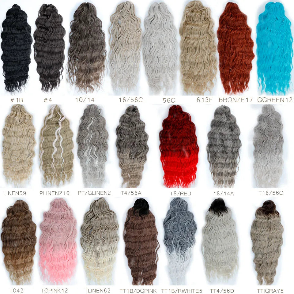 24Inches Pink Water Deep Wave Crochet Braiding 300g Ombre Brown White Synthetic Hair Extension Body Wavy Braids Hair Blond Twist