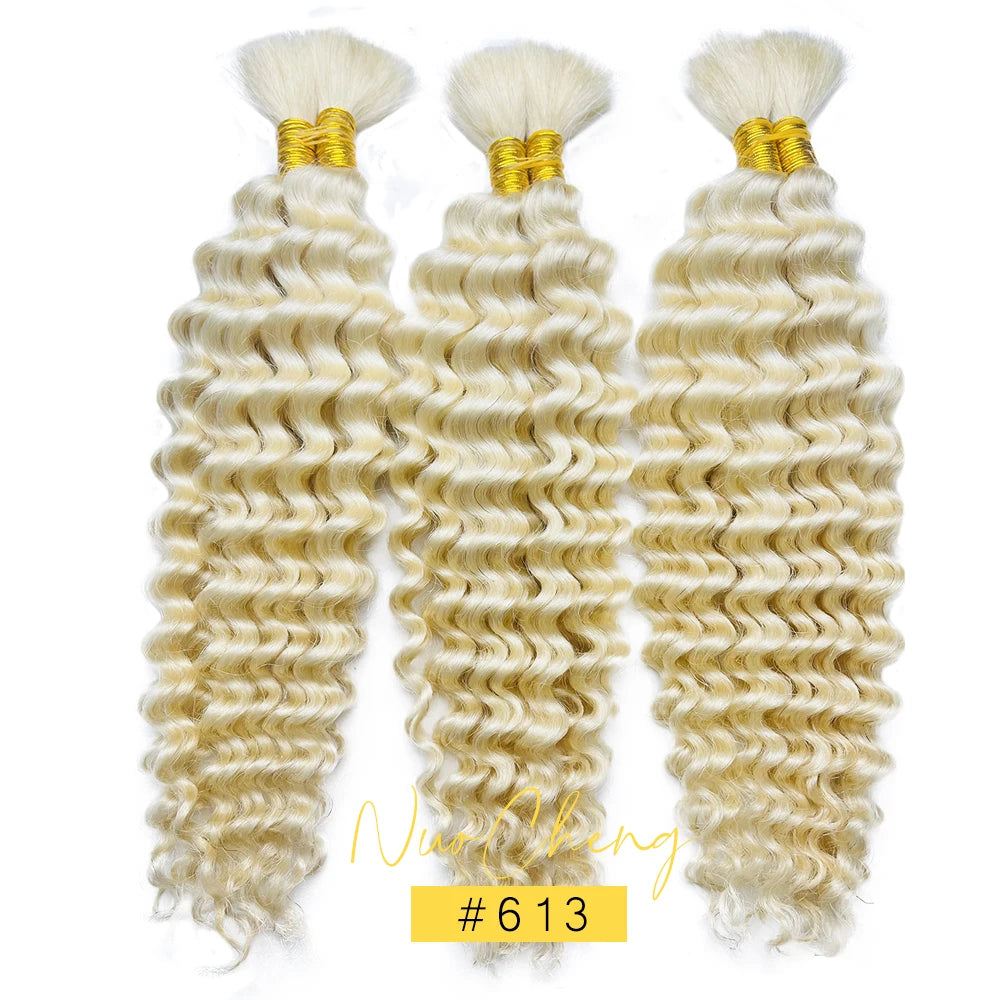 30# Chocolate Brown Deep Wave Bulk 100G 2 Bundles Human Hair for Boho Braids Curly Braiding Hair 14-24 inch Remy Hair Brazilian