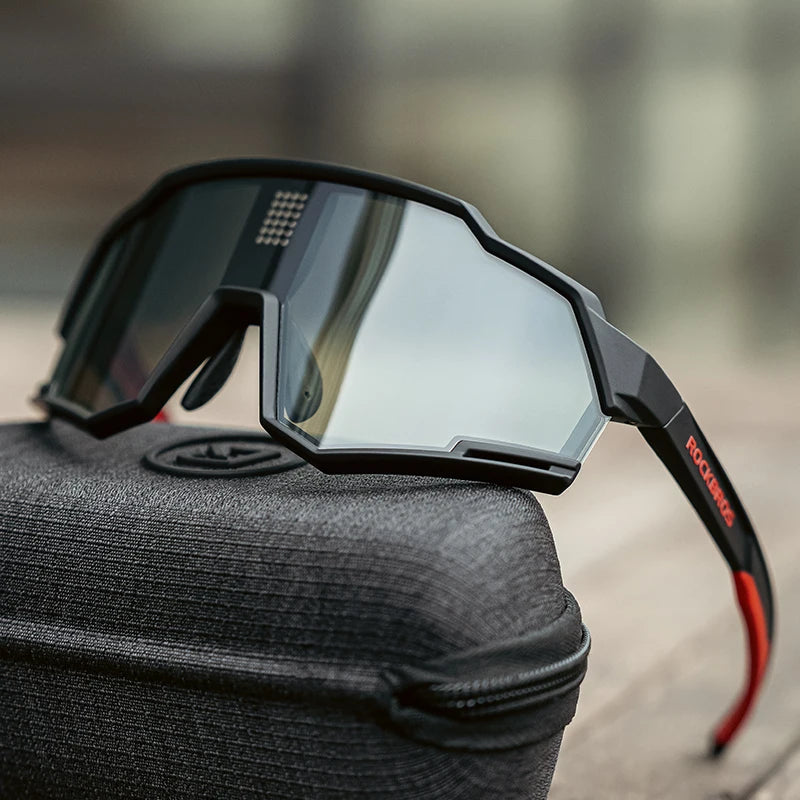 ROCKBROS Bicycle Sunglasses Polarized & Photochromic Electronic Color Change Cycling Glasses UV400 Bike Eyewear Sports Goggles