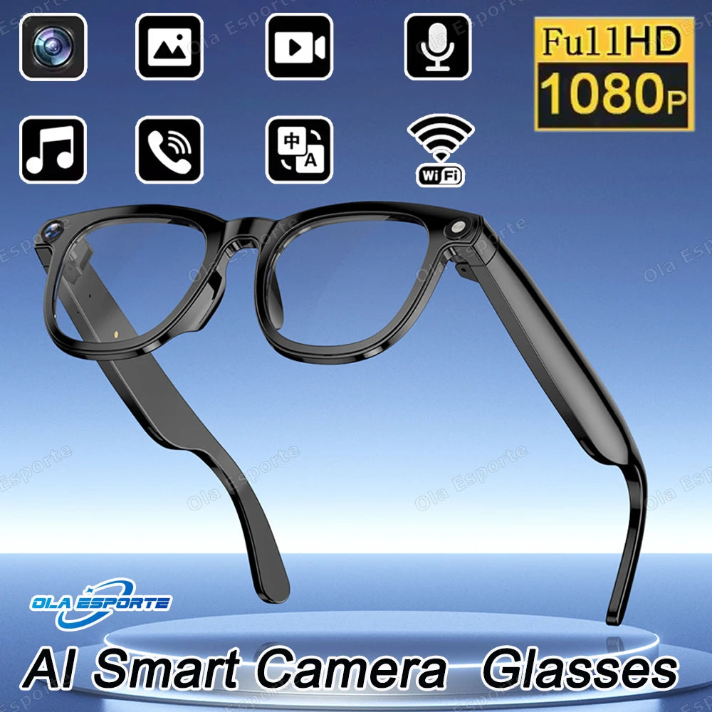 New Smart Glasses AI Translation Bluetooth Call 1080P HD Camera Music Headphones Outdoor Sports Fashion Sunglasses For Men Women