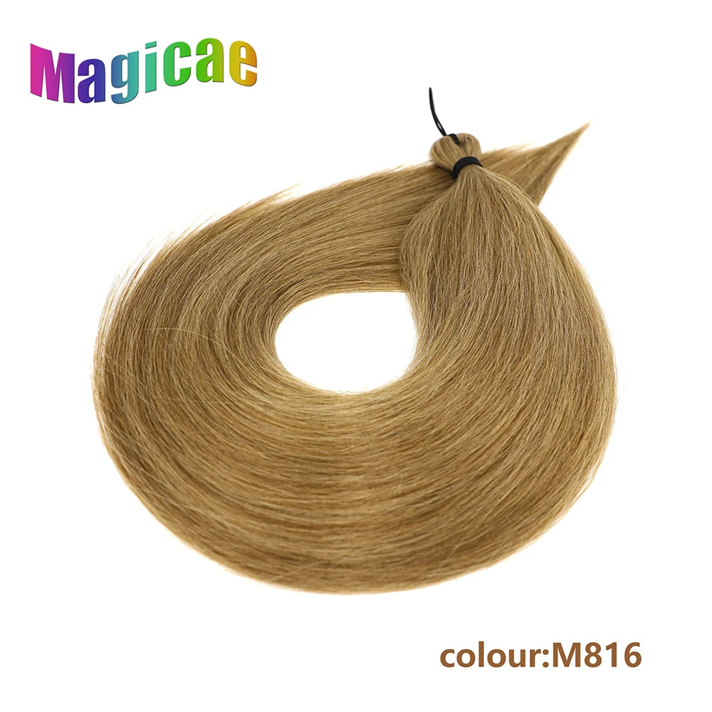 Magicae Braiding 28inches Hair 72cm Heat Resistant Ash Blonde Ombre Brown Sliver White 60# Cold Fusion Micro Crochet Hair Weave