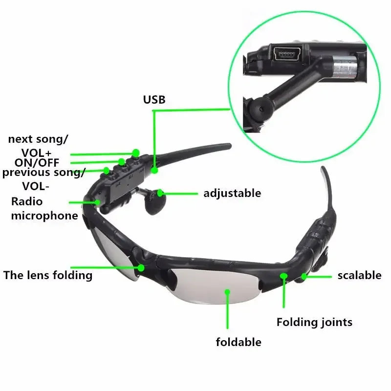 Fashion Cycling Glasses with TWS Bluetooth Earphone Phone Call Adjustable Sport Motorcycle Driving Sunglasses Wireless Headphone