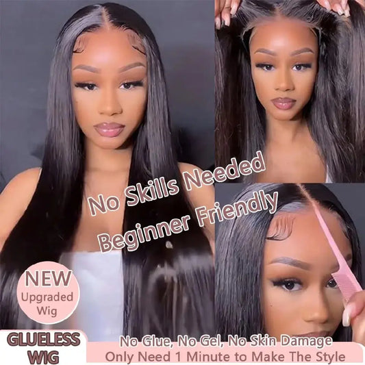Wear And Go 5x5 9x6 Straight Glueless Wig Human Hair Ready To Wear Brazilian Lace Front Closure Wigs For Black Women Preplucked