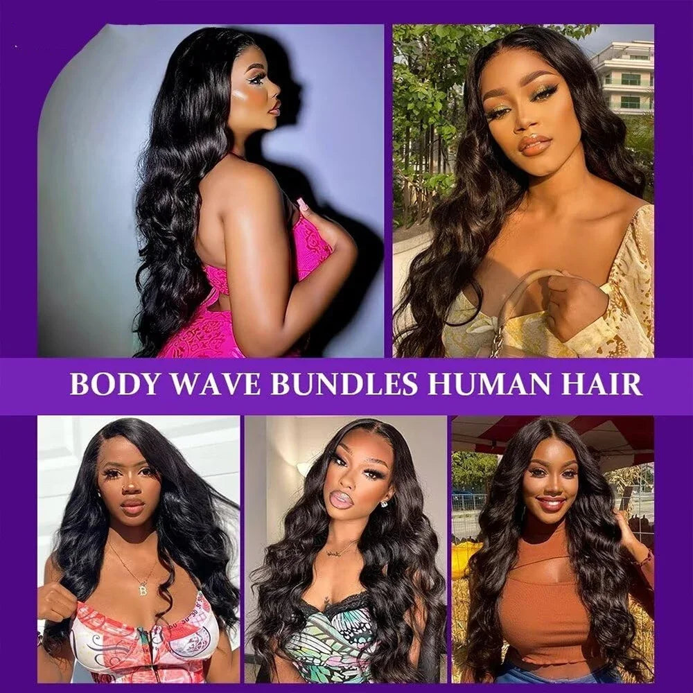 32 40 Inch 100% Unprocessed Brazilian Body Wave Human Hair Bundles Deal Natural Hair Body Wave 3/4 Bundles Hair Weave Extensions