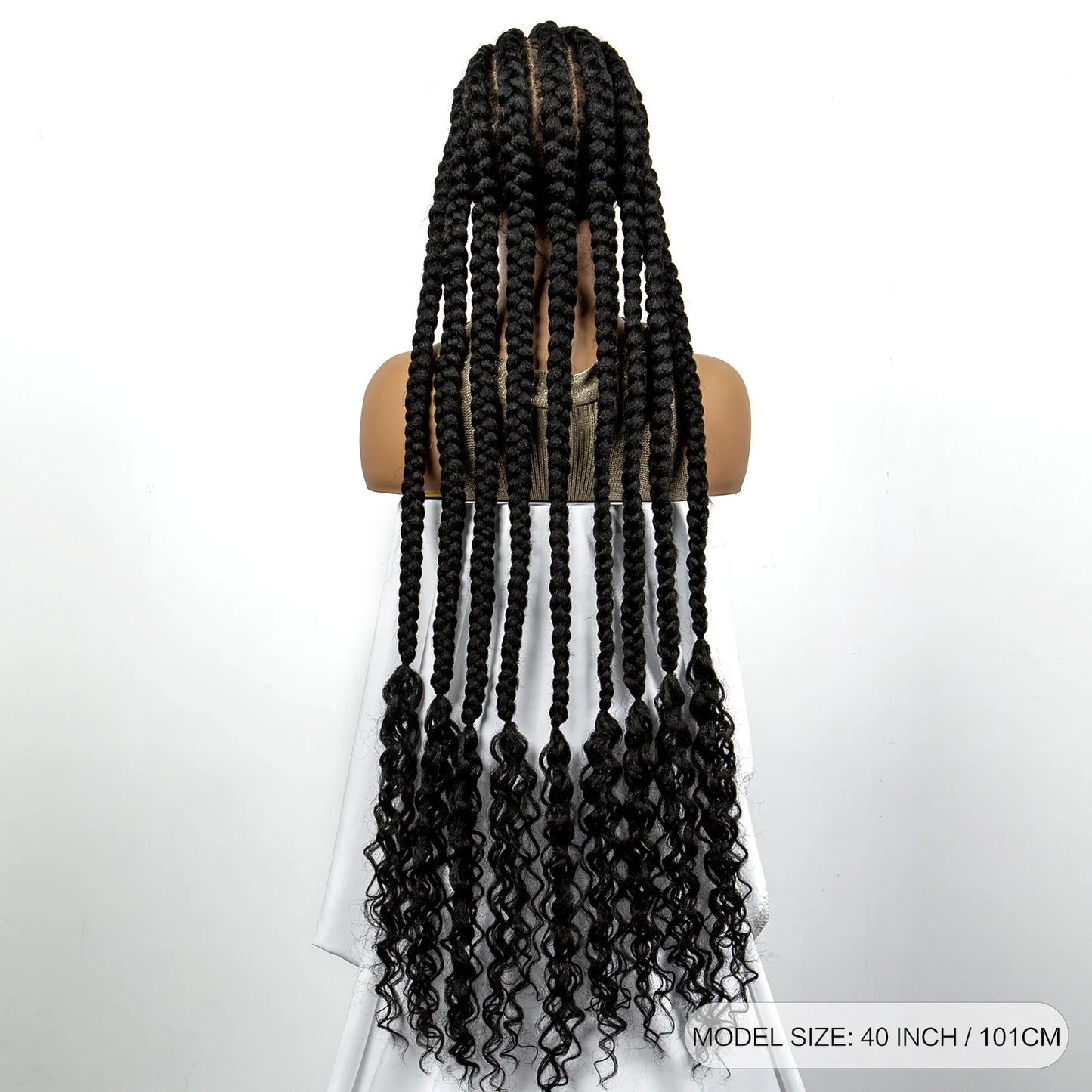 Synthetic Full HD Lace Braided Wigs with Baby Hair Curly Box Braids Wig for Black Women 38 Inches Lace Frontal Cornrow Hair Wig