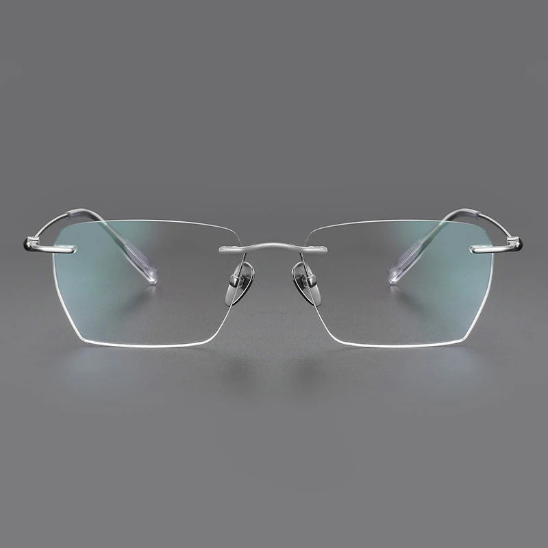 Fashion Rimless Business Eyewear Ultra Light Pure Titanium Spectacle Big Size Luxur Glasses Men Optical Prescription Eyeglasses