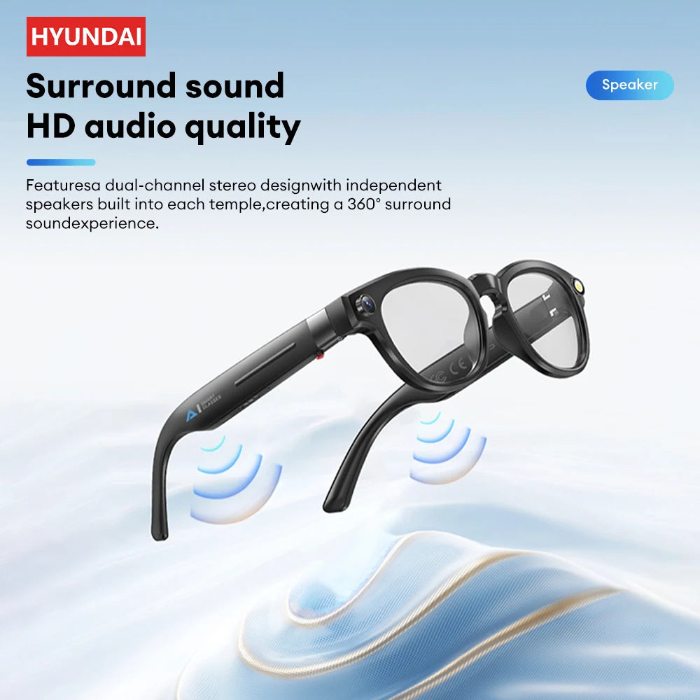 HYUNDAI Q8 Bluetooth glasses headset 5.4 4K HD camera AI model 98% accuracy Super built-in battery fashion sunglasses
