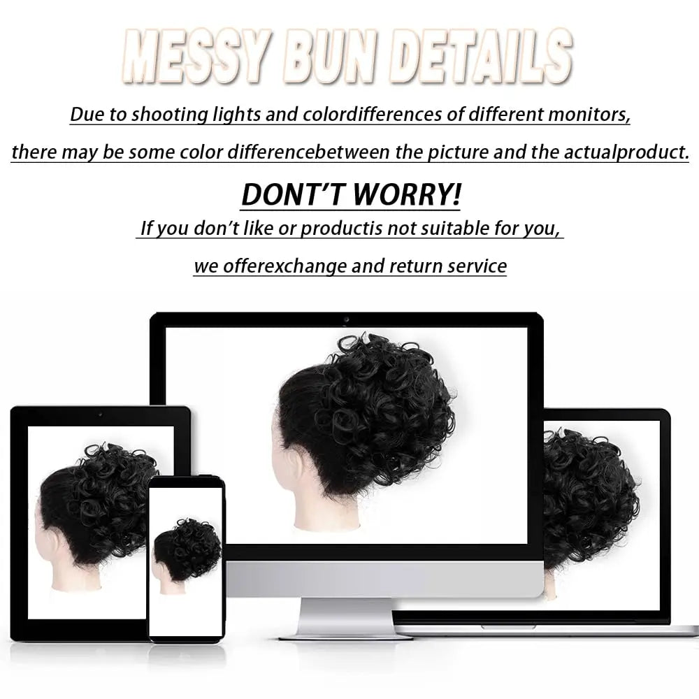 Curly Elastic Drawstring Hair Bun Wave Messy Bun Large Full Hair Bun Hairpiece Short Synthetic Ponytail Extension for Women