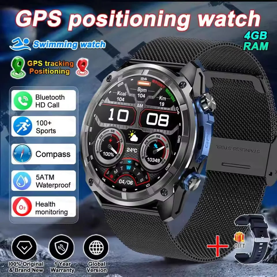 New T-Rex Militray Man Smart Watch 2025 Built-in GPS Offline Map 4GB Memory Professional Waterproof Watches Men Smart Bracele