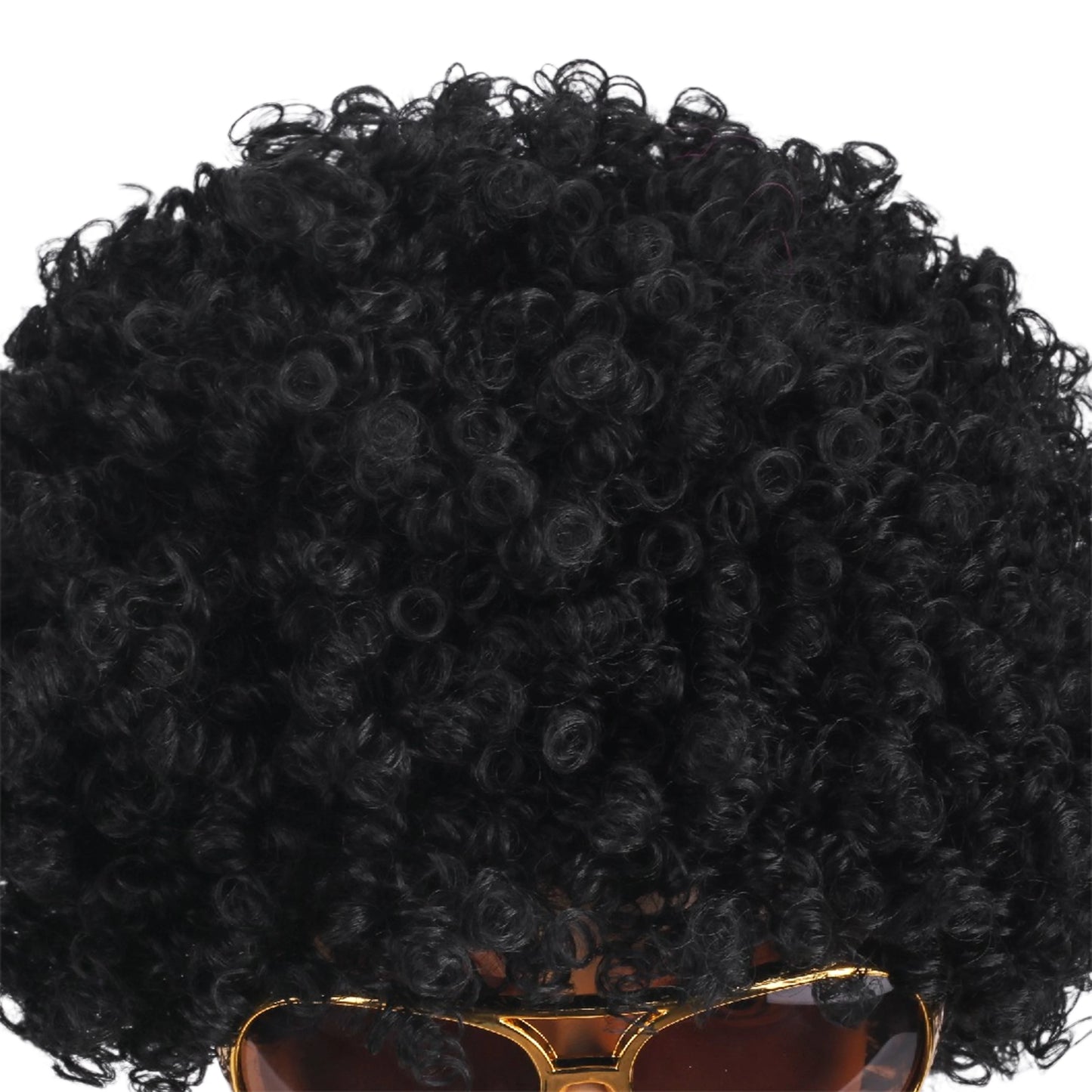 African men's synthetic wig 4-piece set {wig+glasses+necklace+beard} 70s 80s disco costume wig men's natural fluffy short curly