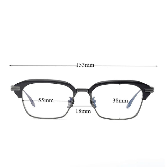 Vintage Craft Metal Black Square Eyeglasses Frame for Men 2025 Trendy Classical Top Quality Titanium Optical Glasses for Male