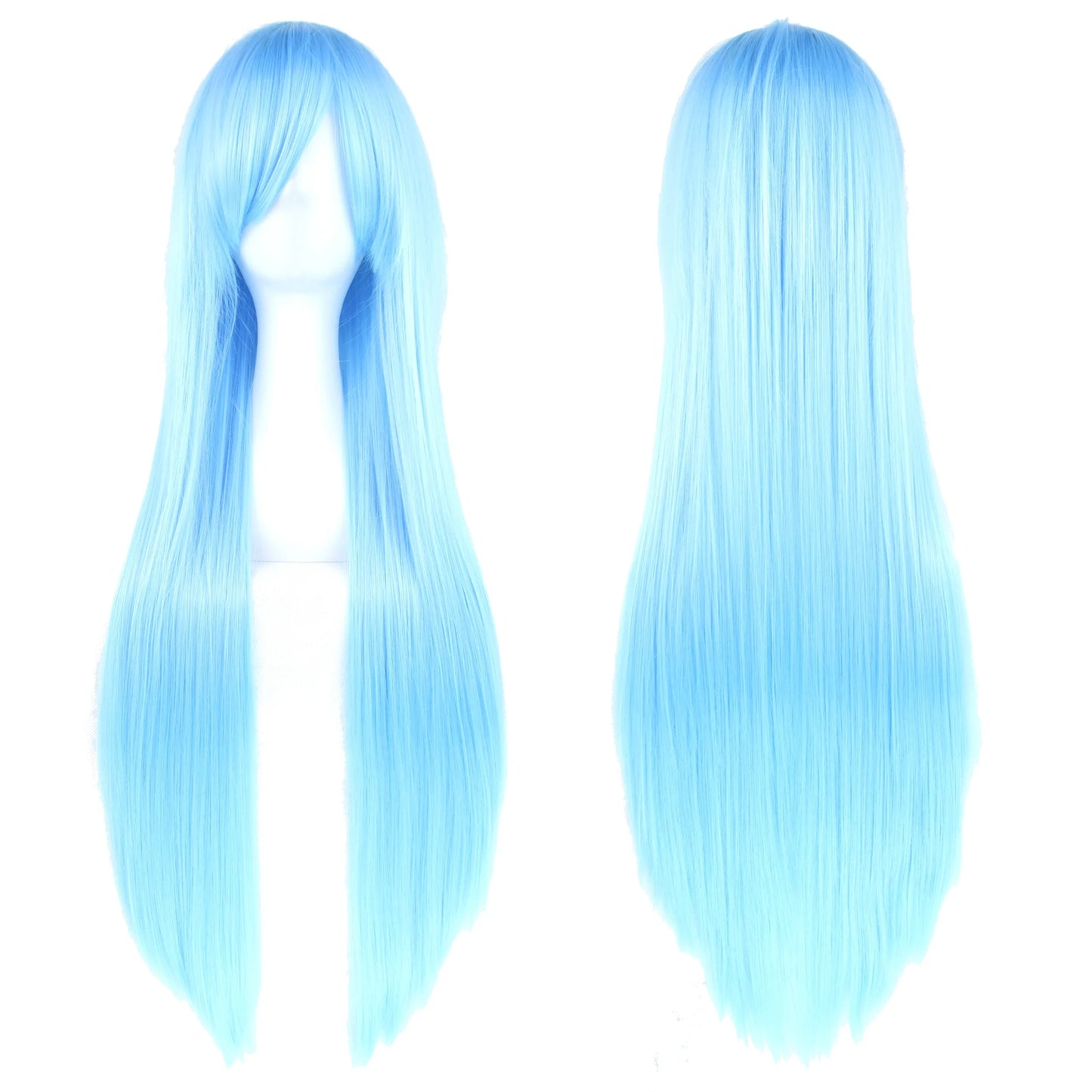80cm Long Synthetic Hair White Purple Cosplay Wigs Party Black Hair for Women Straight Wig Hairpiece
