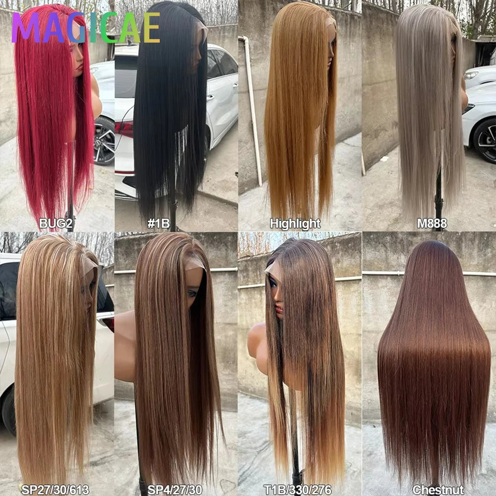 36inch Ombre P27/613 Straight 4X4 Lace Front Wigs Highlight Brown Blon 27/30/613# High Temperature Cosplay Straight Hair Wigs