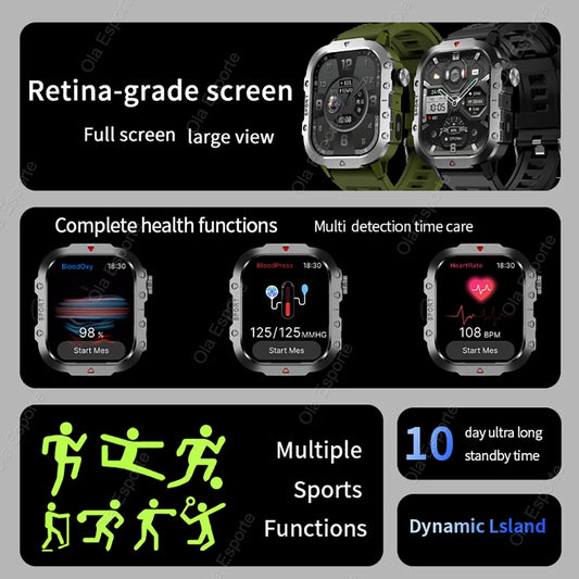 New Military GPS Smart Watch Men Flashlight Waterproof Outdoor Sport Tracker Bluetooth Call Smartwatch Man Women For Android IOS