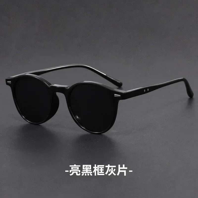 Korean Ultra Light Polarized Sunglasses Round Frame UV400 Sun Glasses Retro Trendy Fashion Driving Shades Men Women Versatile