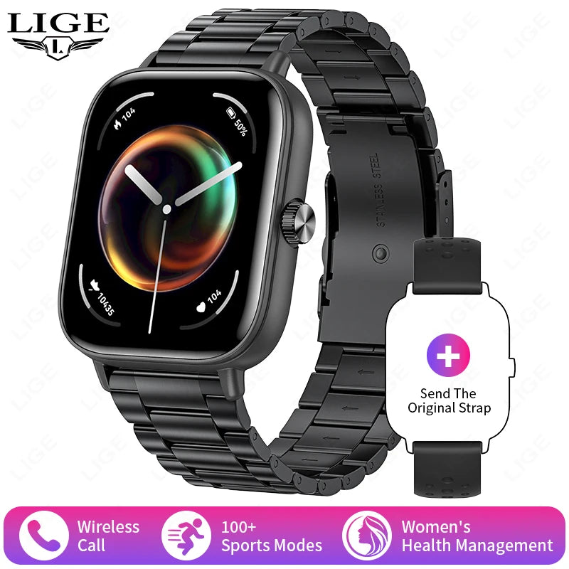 LIGE 2025 Smart Watch Women Bluetooth Call Sport Fitness Tracker Watch Health Monitor Fashion Ladies Men Smartwatch For Android