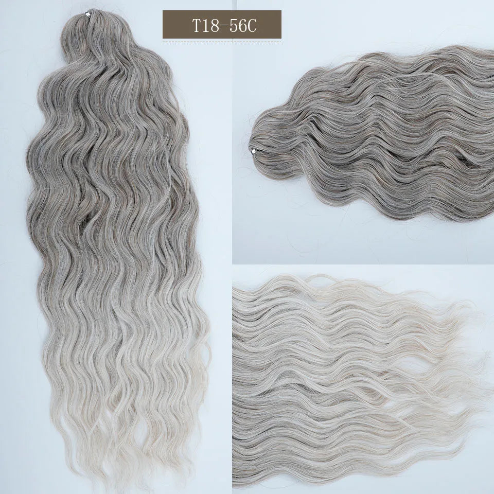 24 inches Body Deep Wave Crochet Braiding Pink Ombre Brown Hair Extensions Water Colored Braids Hair Blond Curly Hair Bundles