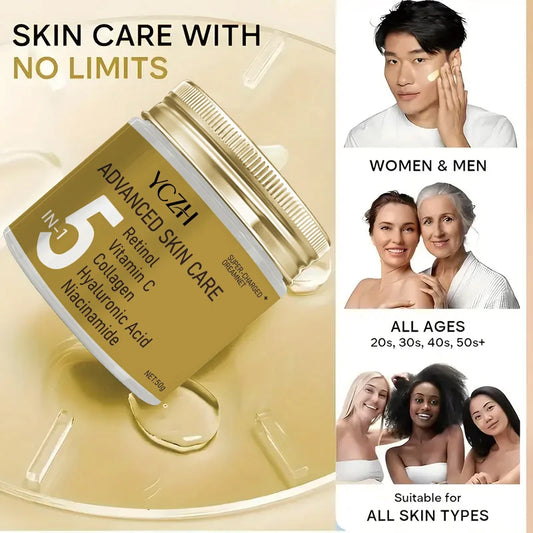 5 in 1 Instant Lifting Advanced Cream, Containing Retinol, Vitamin C, Collagen, Hyaluronic Acid, and Niacinamide, Tightens the Skin, Suitable for All Skin Types, Unisex, Elegant Packaging Design, Advanced Formula