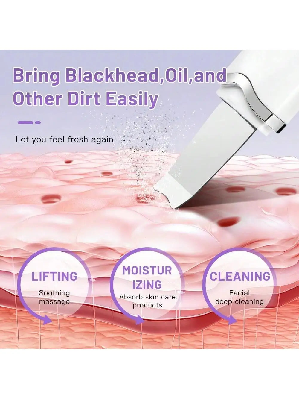 Ultrasonic Skin Scrubber Scrubber Deep Vibrate Facial Cleaner Shovel Face Scrubber Peeling Black Head Remover Facial Massager