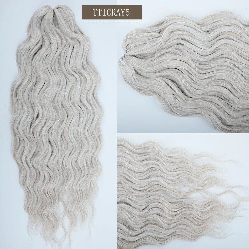 24Inches Pink Water Deep Wave Crochet Braiding 300g Ombre Brown White Synthetic Hair Extension Body Wavy Braids Hair Blond Twist