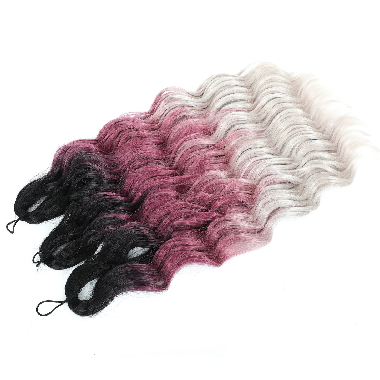 Anna 3Pcs 24Inches 300g Ombre Blond Loose Body Wave Twist Crochet Braids Sliver Rainbow 60# Synthetic Hair Wavy Extension Braids